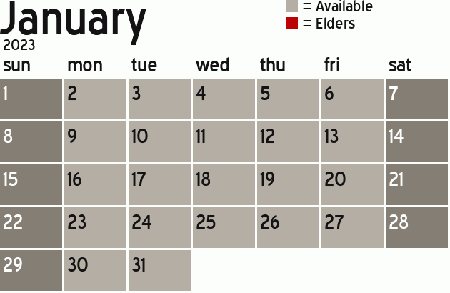 Missionary Dinner Calendar