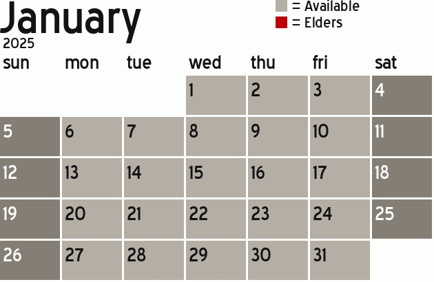 Missionary Dinner Calendar