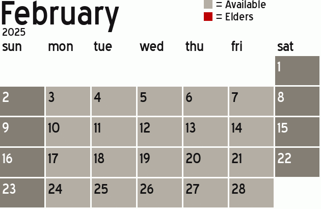 Missionary Dinner Calendar