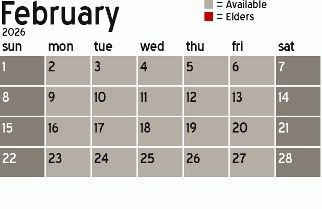 Missionary Dinner Calendar