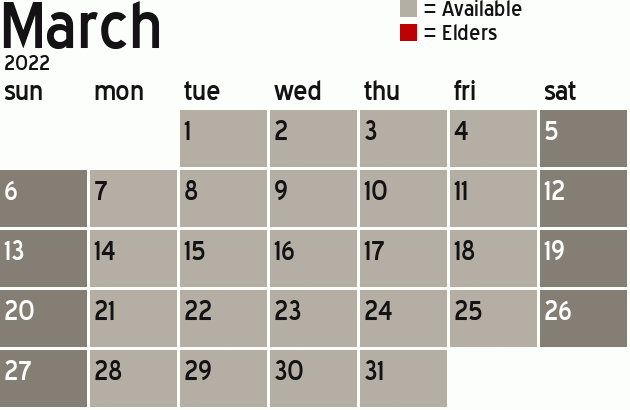 Missionary Dinner Calendar