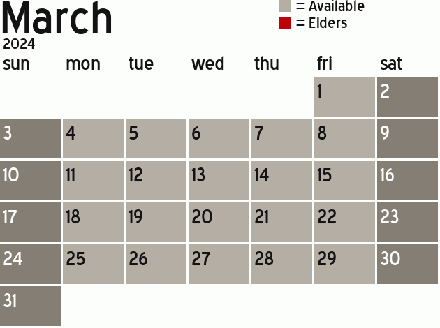 Missionary Dinner Calendar