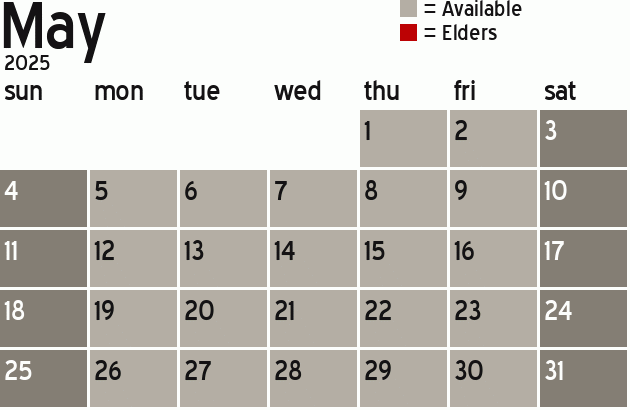 Missionary Dinner Calendar