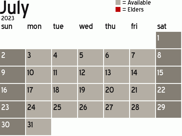 Missionary Dinner Calendar