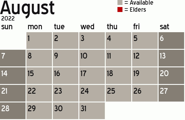 Missionary Dinner Calendar