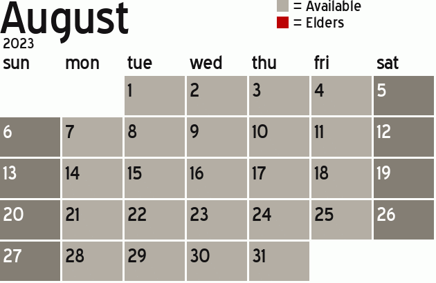 Missionary Dinner Calendar