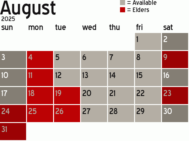 Missionary Dinner Calendar