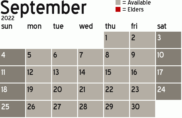 Missionary Dinner Calendar