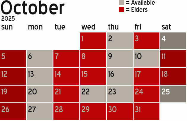 Missionary Dinner Calendar