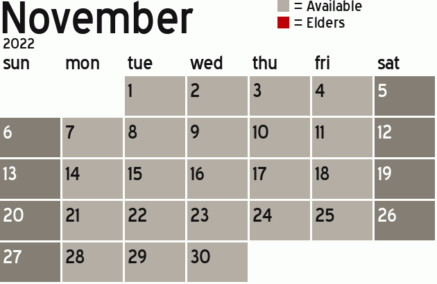 Missionary Dinner Calendar