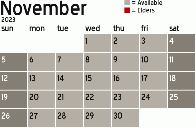 Missionary Dinner Calendar