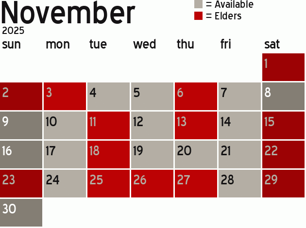 Missionary Dinner Calendar