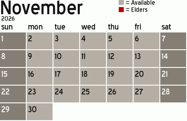 Missionary Dinner Calendar