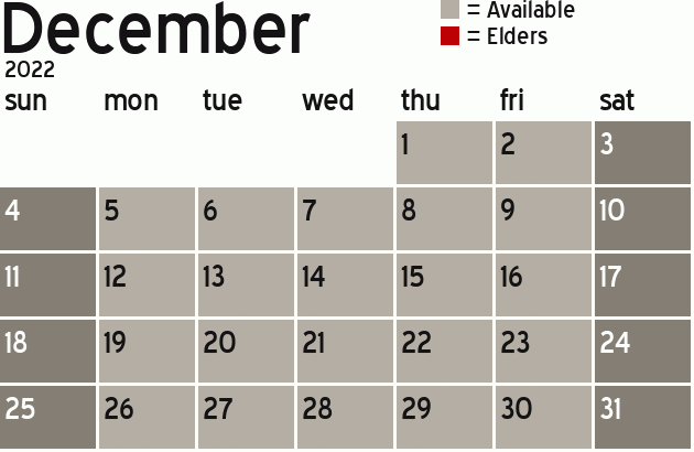 Missionary Dinner Calendar